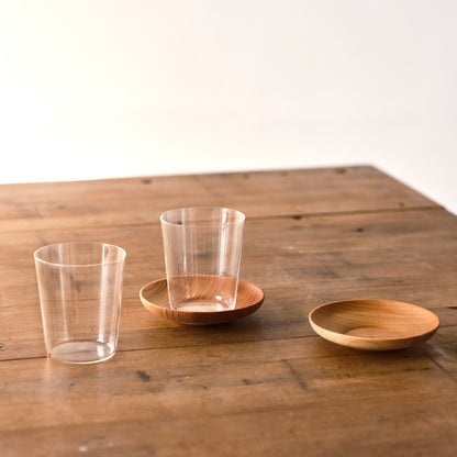Matcha Shot Glass & Wooden Saucer (Set of two)