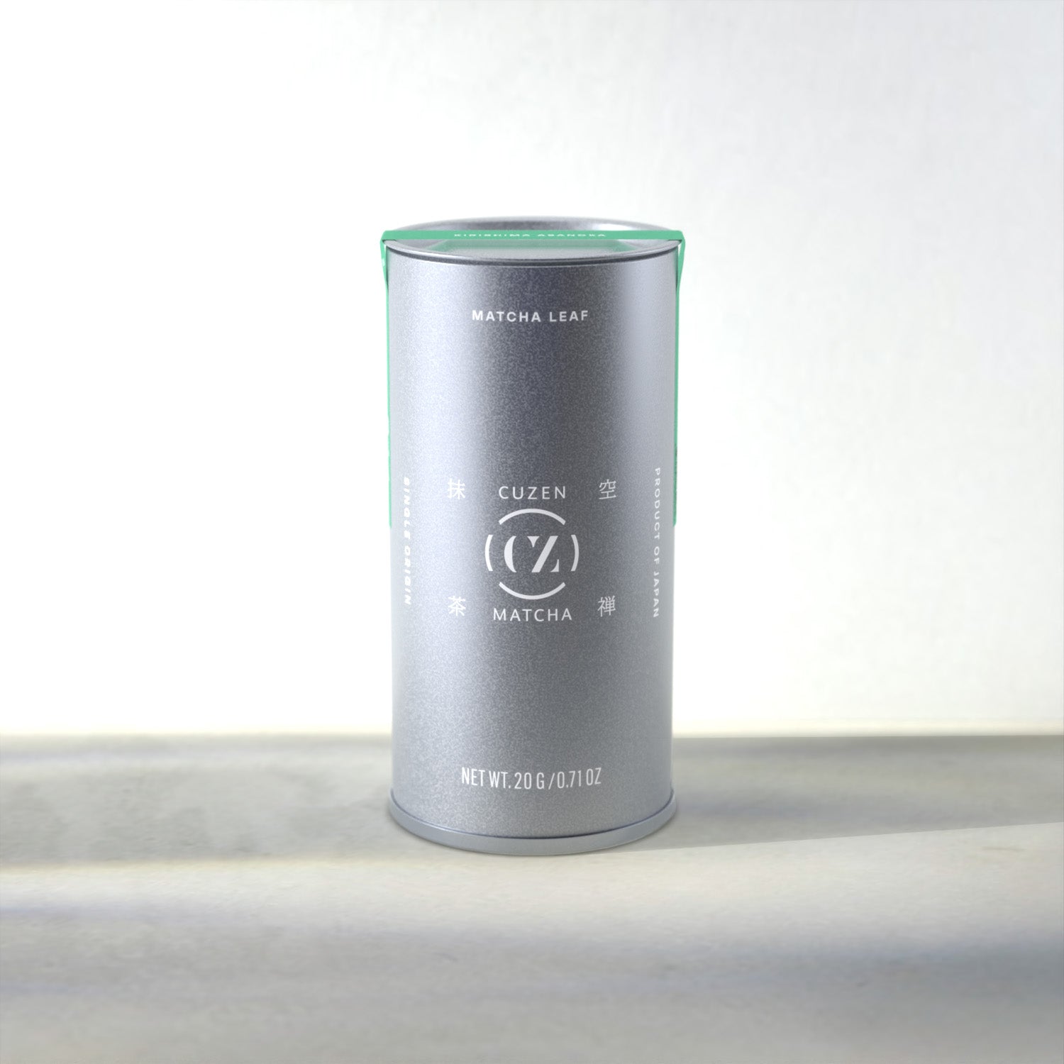 A canister of Cuzen’s Kirishima Asanoka Single Origin Matcha Leaf.