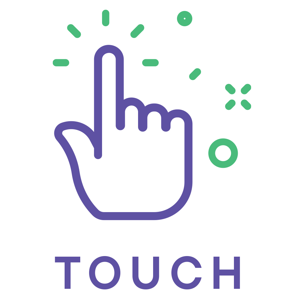 A hand icon with the word "touch."