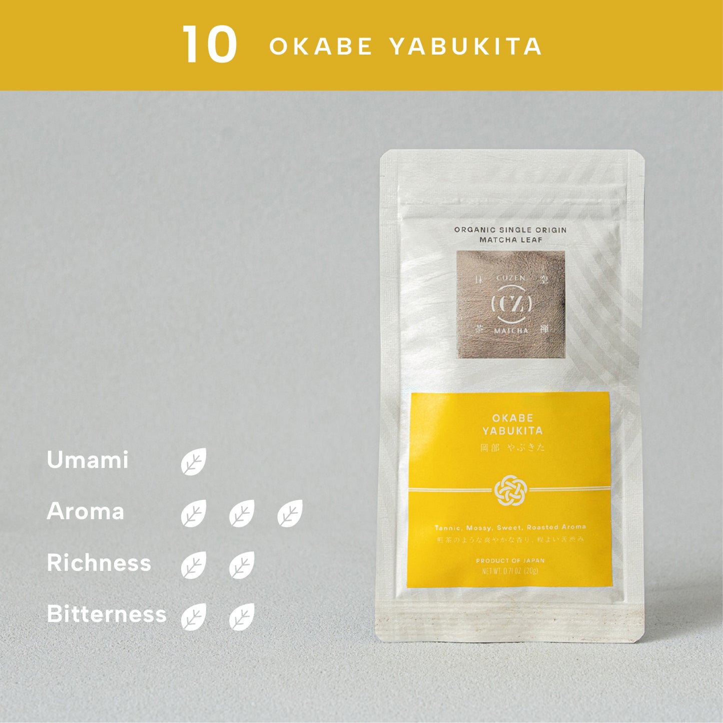 Organic Single Origin Matcha Leaf V01 - 10 Okabe / Yabukita - Intl